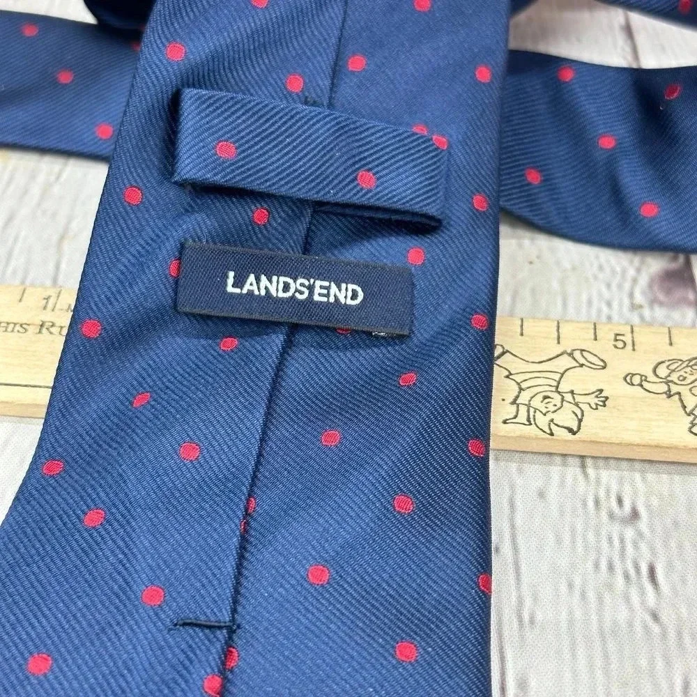 Lands' end navy red dot silk Tie